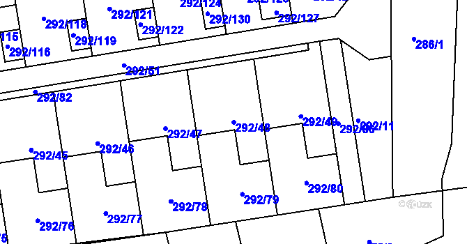 Parcela st. 292/48 v KÚ Vráto, Katastrální mapa