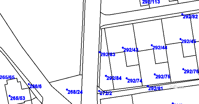 Parcela st. 292/83 v KÚ Vráto, Katastrální mapa