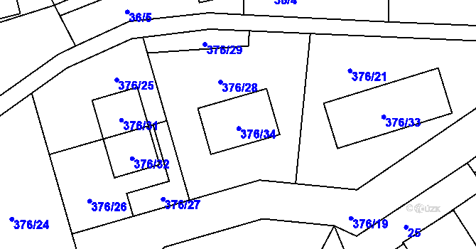Parcela st. 376/28 v KÚ Vráto, Katastrální mapa