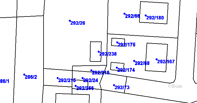 Parcela st. 292/238 v KÚ Vráto, Katastrální mapa