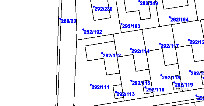 Parcela st. 292/112 v KÚ Vráto, Katastrální mapa
