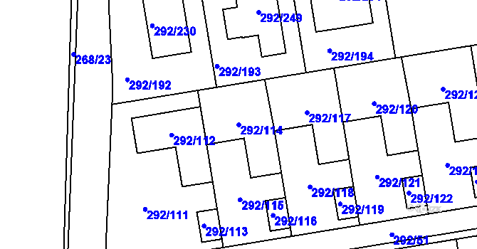 Parcela st. 292/114 v KÚ Vráto, Katastrální mapa