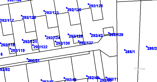 Parcela st. 292/127 v KÚ Vráto, Katastrální mapa