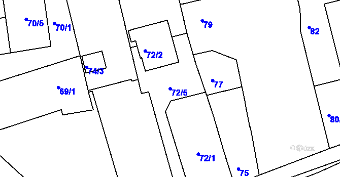 Parcela st. 72/5 v KÚ Vráto, Katastrální mapa