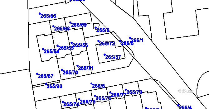 Parcela st. 265/57 v KÚ Vráto, Katastrální mapa