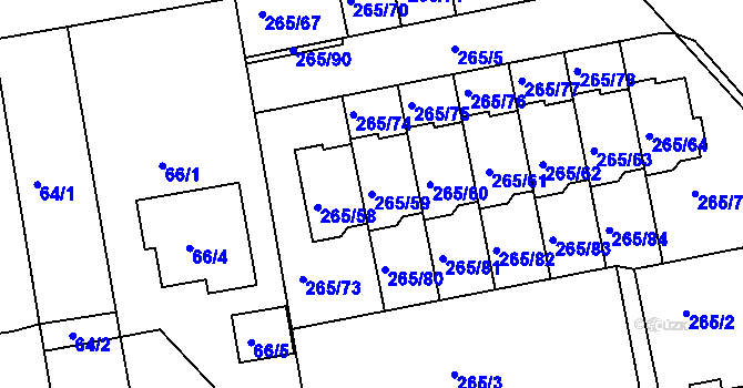 Parcela st. 265/59 v KÚ Vráto, Katastrální mapa