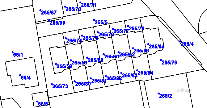 Parcela st. 265/61 v KÚ Vráto, Katastrální mapa