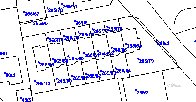 Parcela st. 265/62 v KÚ Vráto, Katastrální mapa