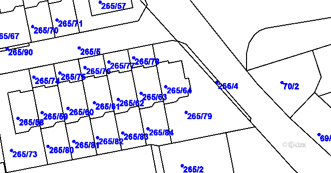Parcela st. 265/64 v KÚ Vráto, Katastrální mapa