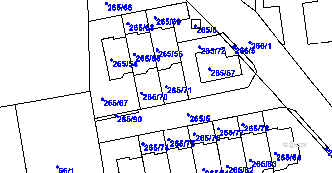 Parcela st. 265/71 v KÚ Vráto, Katastrální mapa