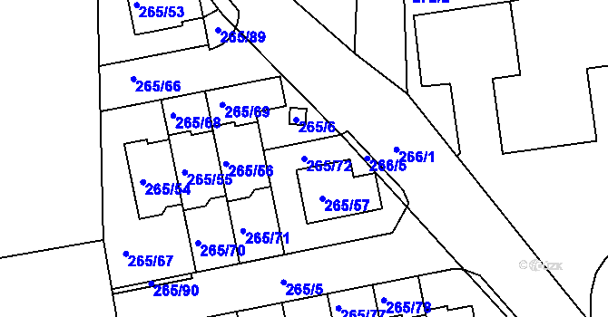 Parcela st. 265/72 v KÚ Vráto, Katastrální mapa