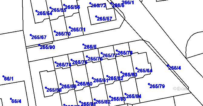 Parcela st. 265/77 v KÚ Vráto, Katastrální mapa