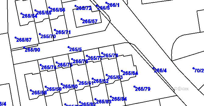 Parcela st. 265/78 v KÚ Vráto, Katastrální mapa