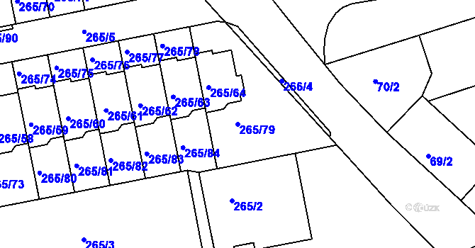 Parcela st. 265/79 v KÚ Vráto, Katastrální mapa