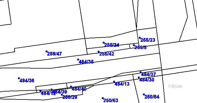 Parcela st. 256/42 v KÚ Vráto, Katastrální mapa