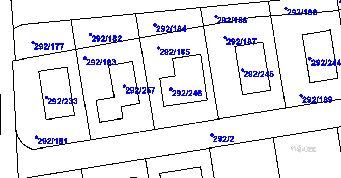 Parcela st. 292/246 v KÚ Vráto, Katastrální mapa
