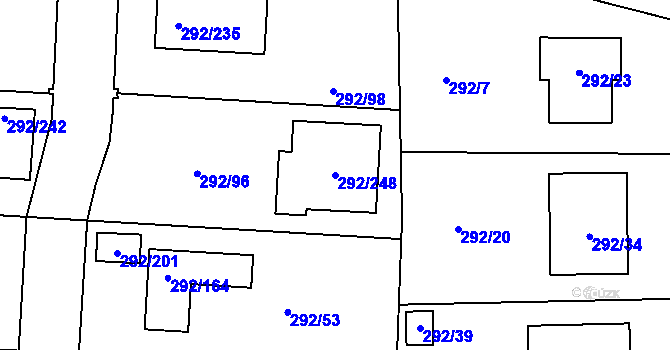 Parcela st. 292/248 v KÚ Vráto, Katastrální mapa