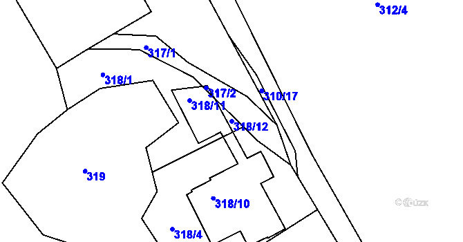 Parcela st. 318/12 v KÚ Vráto, Katastrální mapa