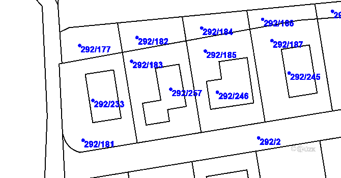 Parcela st. 292/257 v KÚ Vráto, Katastrální mapa