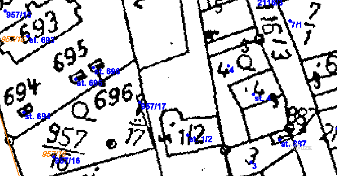 Parcela st. 1/3 v KÚ Vráž u Berouna, Katastrální mapa