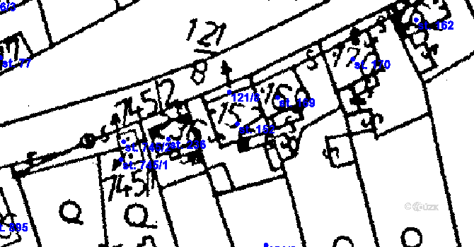Parcela st. 152 v KÚ Vráž u Berouna, Katastrální mapa