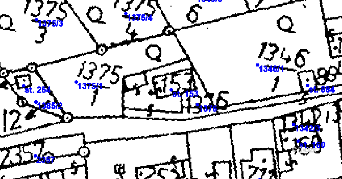 Parcela st. 153 v KÚ Vráž u Berouna, Katastrální mapa