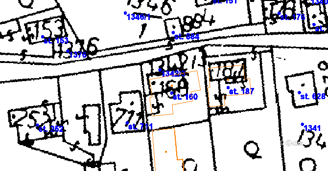 Parcela st. 160 v KÚ Vráž u Berouna, Katastrální mapa