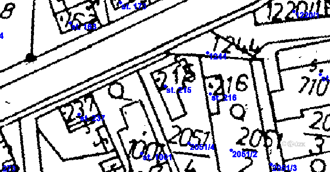 Parcela st. 215 v KÚ Vráž u Berouna, Katastrální mapa