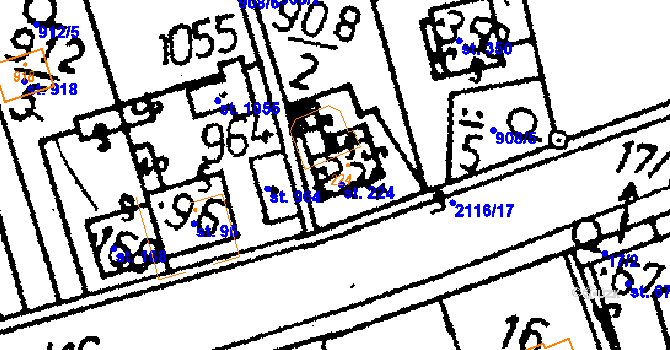 Parcela st. 224 v KÚ Vráž u Berouna, Katastrální mapa