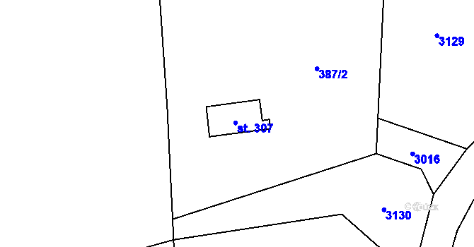 Parcela st. 307 v KÚ Vráž u Berouna, Katastrální mapa