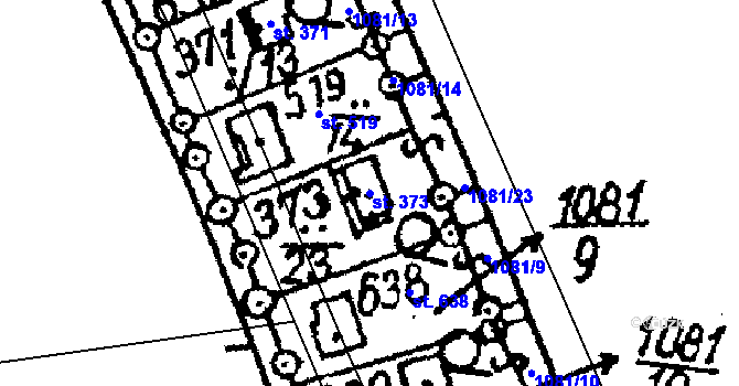Parcela st. 373 v KÚ Vráž u Berouna, Katastrální mapa