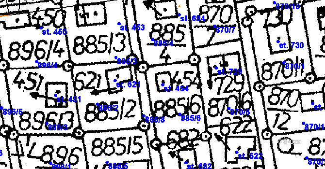 Parcela st. 454 v KÚ Vráž u Berouna, Katastrální mapa