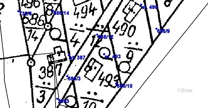 Parcela st. 493 v KÚ Vráž u Berouna, Katastrální mapa