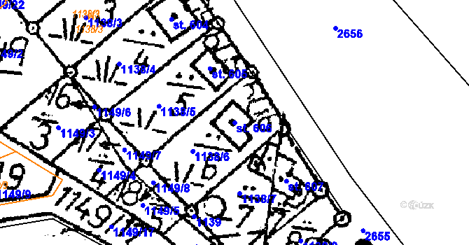 Parcela st. 606 v KÚ Vráž u Berouna, Katastrální mapa