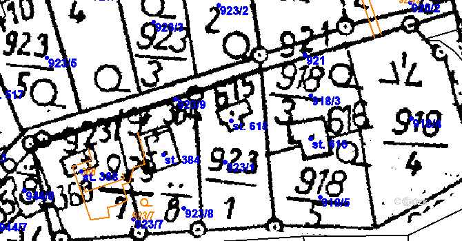 Parcela st. 615 v KÚ Vráž u Berouna, Katastrální mapa