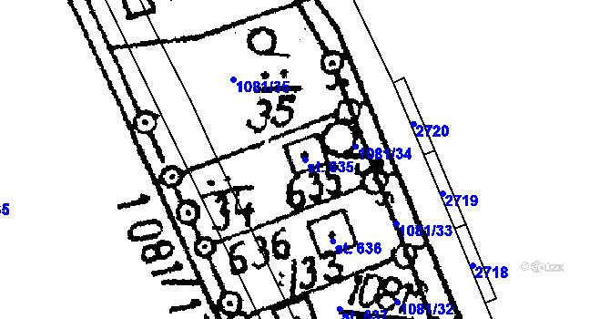 Parcela st. 635 v KÚ Vráž u Berouna, Katastrální mapa