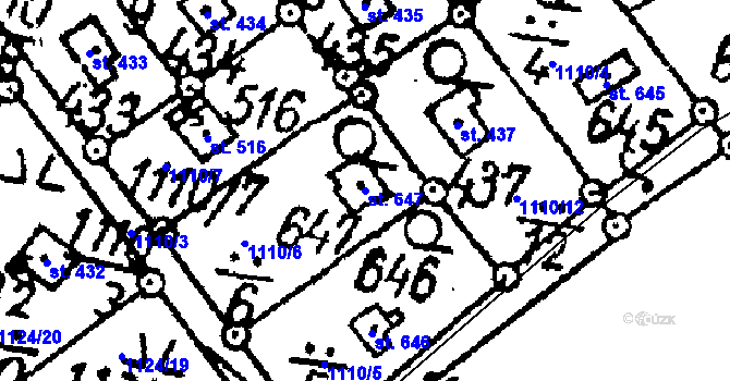 Parcela st. 647 v KÚ Vráž u Berouna, Katastrální mapa