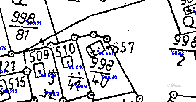 Parcela st. 657 v KÚ Vráž u Berouna, Katastrální mapa