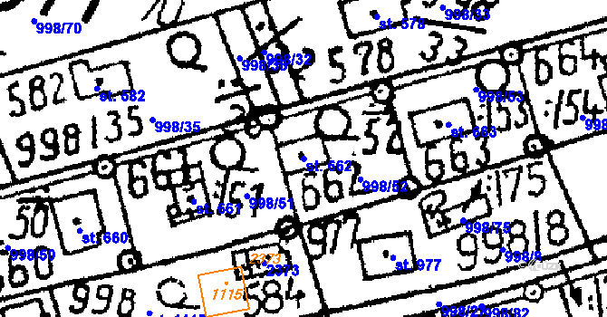 Parcela st. 662 v KÚ Vráž u Berouna, Katastrální mapa