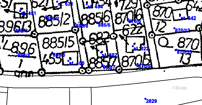 Parcela st. 682 v KÚ Vráž u Berouna, Katastrální mapa