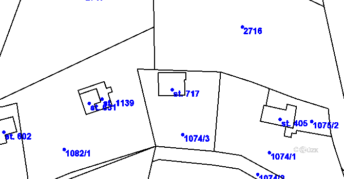 Parcela st. 717 v KÚ Vráž u Berouna, Katastrální mapa