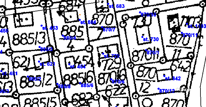 Parcela st. 729 v KÚ Vráž u Berouna, Katastrální mapa