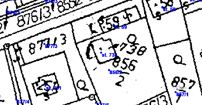Parcela st. 738 v KÚ Vráž u Berouna, Katastrální mapa