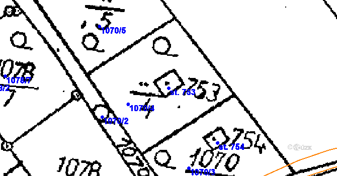 Parcela st. 753 v KÚ Vráž u Berouna, Katastrální mapa