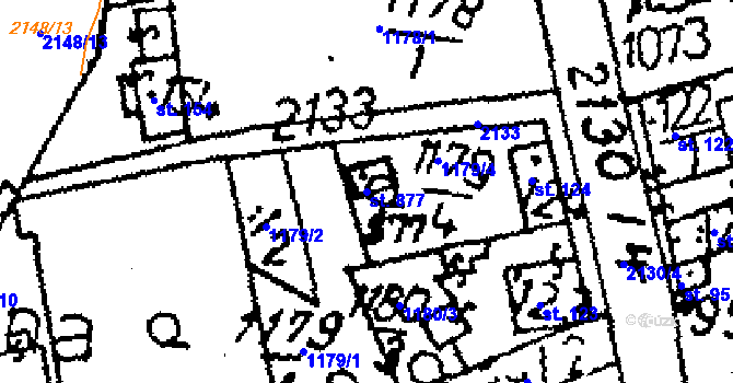 Parcela st. 877 v KÚ Vráž u Berouna, Katastrální mapa