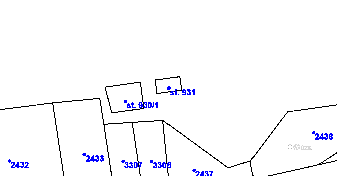 Parcela st. 931 v KÚ Vráž u Berouna, Katastrální mapa