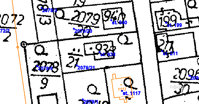 Parcela st. 938 v KÚ Vráž u Berouna, Katastrální mapa