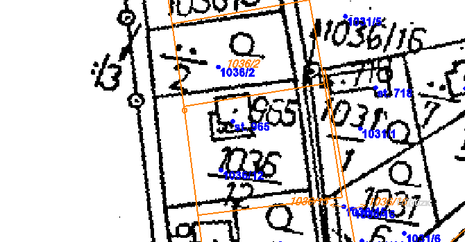 Parcela st. 965 v KÚ Vráž u Berouna, Katastrální mapa