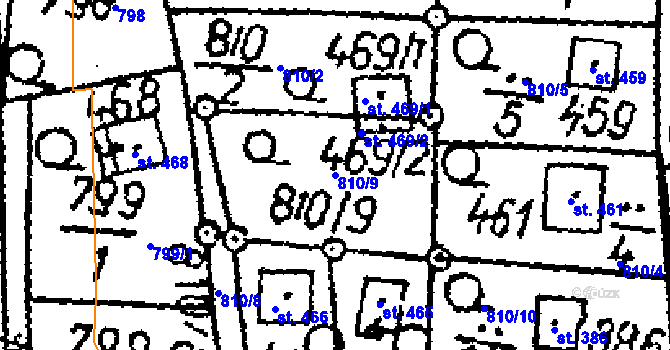 Parcela st. 810/9 v KÚ Vráž u Berouna, Katastrální mapa