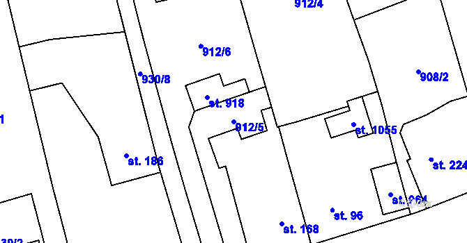 Parcela st. 912/5 v KÚ Vráž u Berouna, Katastrální mapa